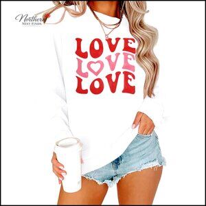 Valentine Heart Graphic Long Sleeve Sweatshirt Pullover Top